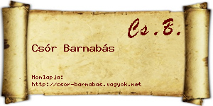 Csór Barnabás névjegykártya